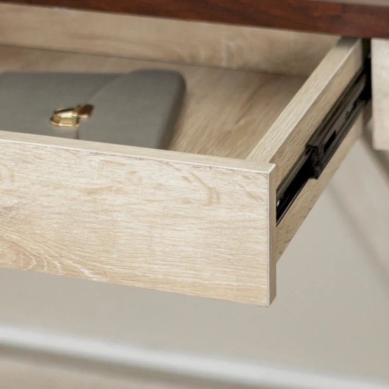 Tweekleurig A-frame-bureau met middelste lade voor thuiskantoor