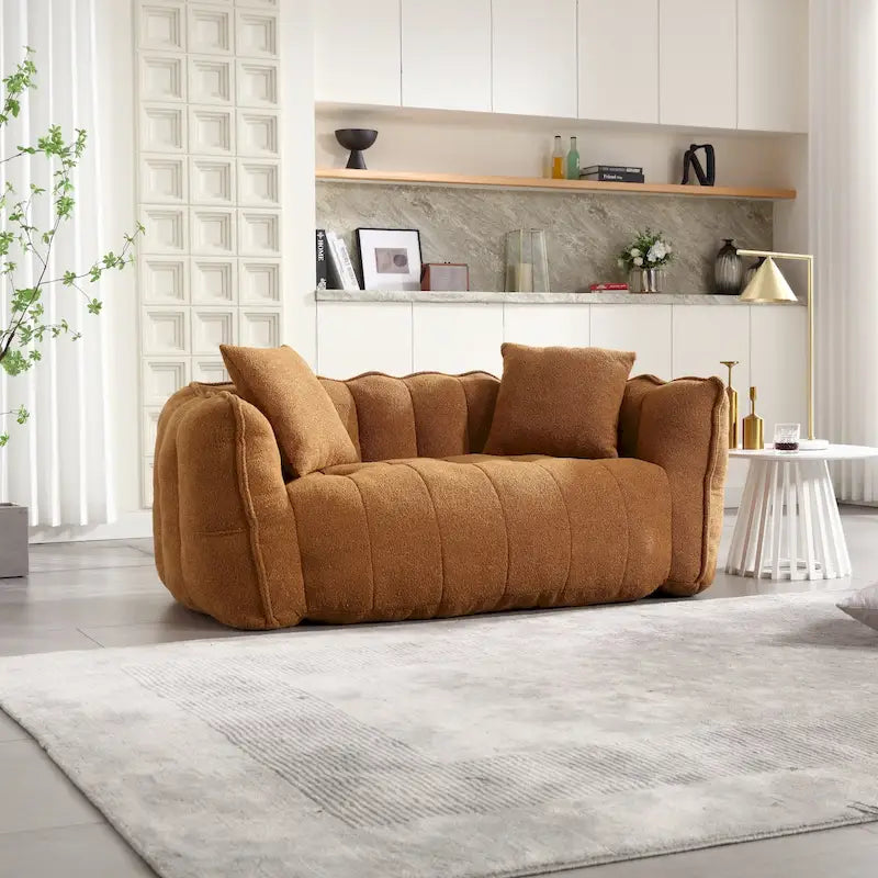 Modern Chenille Tufted Loveseat with Plush Foam and Rounded Arms