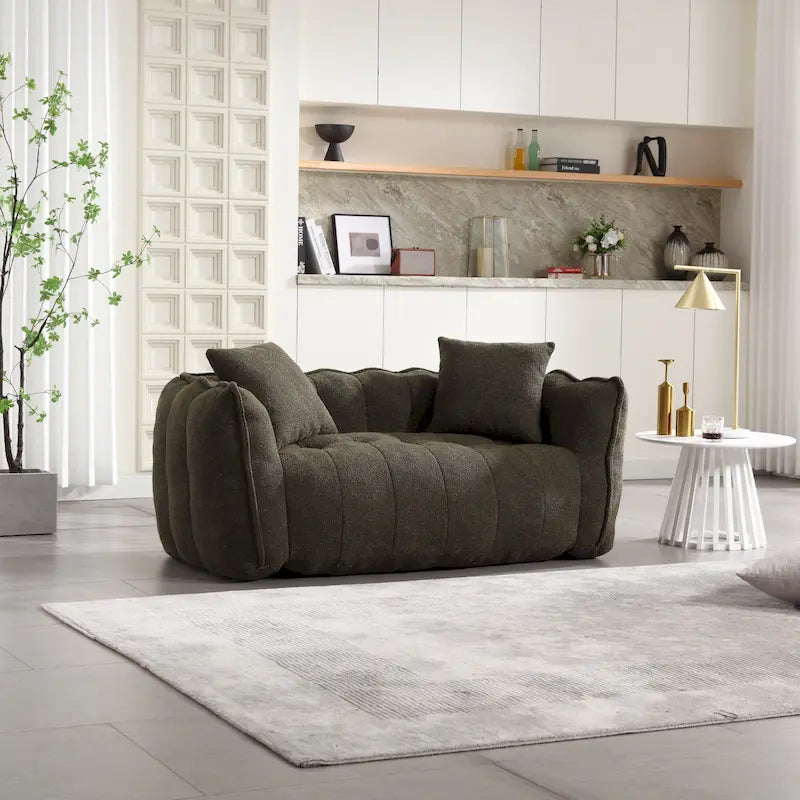 Modern Chenille Tufted Loveseat with Plush Foam and Rounded Arms