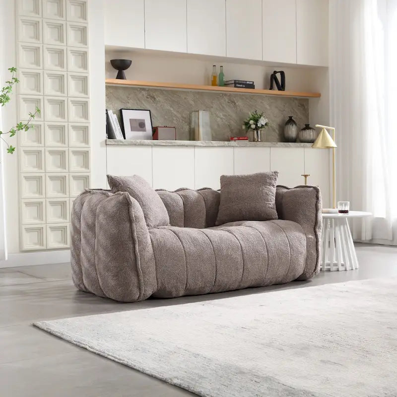 Modern Chenille Tufted Loveseat with Plush Foam and Rounded Arms