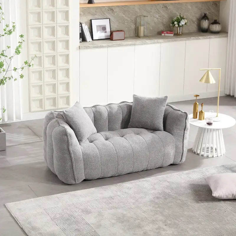 Modern Chenille Tufted Loveseat with Plush Foam and Rounded Arms
