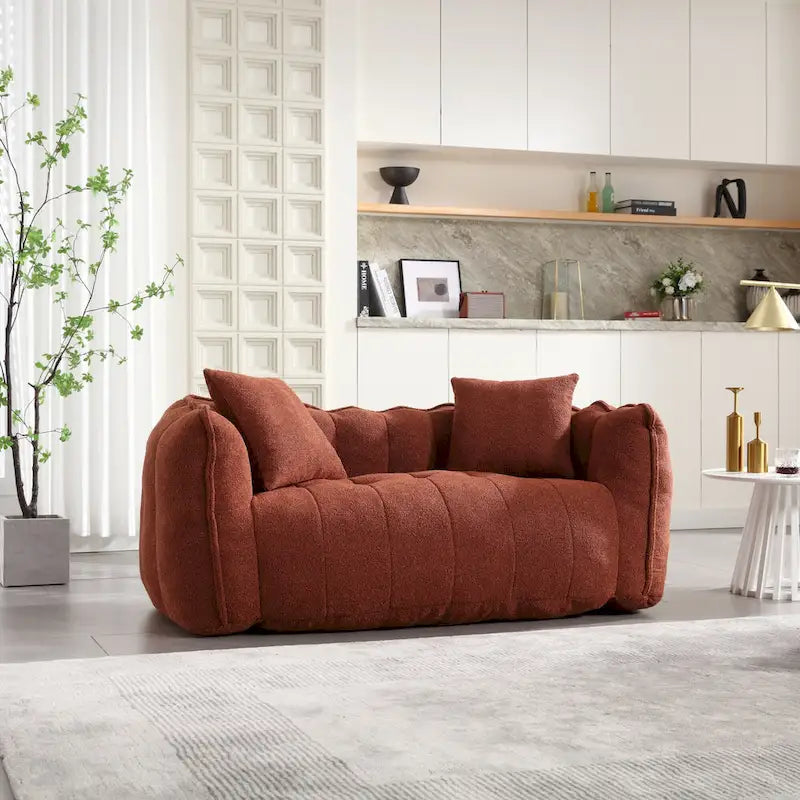 Modern Chenille Tufted Loveseat with Plush Foam and Rounded Arms