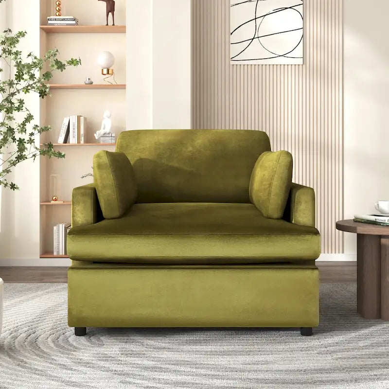 Oversized Upholstered Accent Chair with Padded Arms and Low Profile