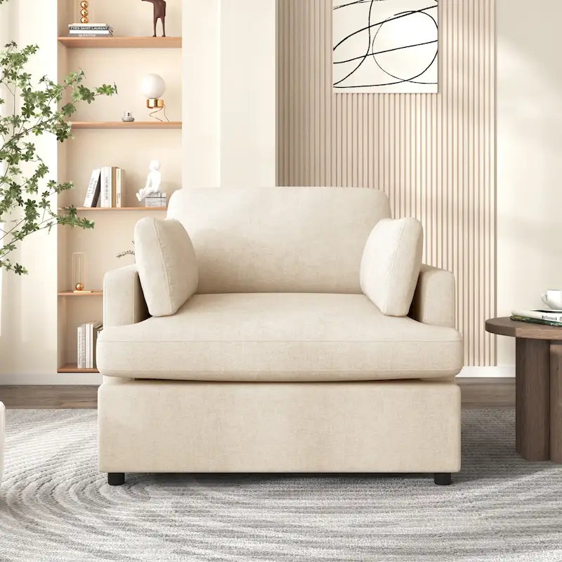 Oversized Upholstered Accent Chair with Padded Arms and Low Profile