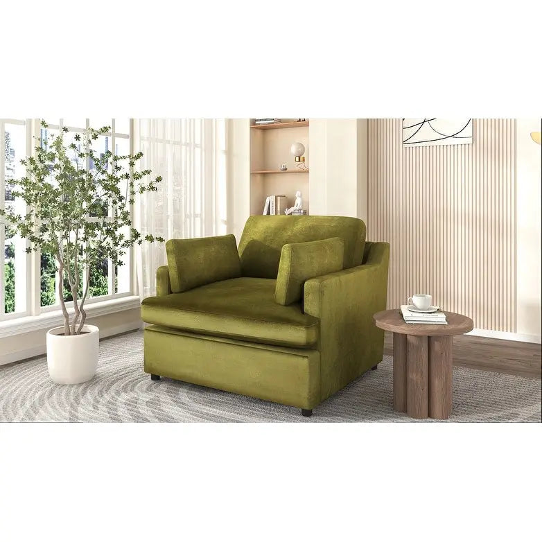 Oversized Upholstered Accent Chair with Padded Arms and Low Profile