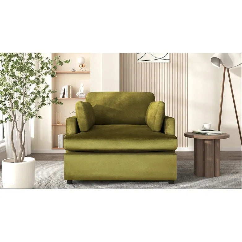 Oversized Upholstered Accent Chair with Padded Arms and Low Profile