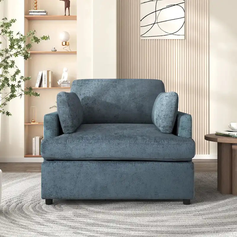 Oversized Upholstered Accent Chair with Padded Arms and Low Profile