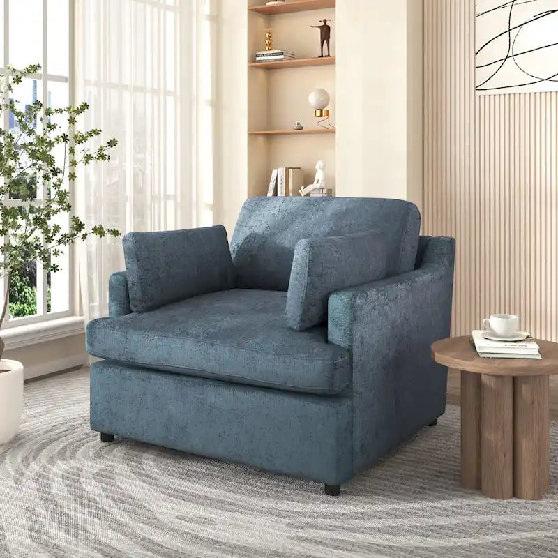 Oversized Upholstered Accent Chair with Padded Arms and Low Profile
