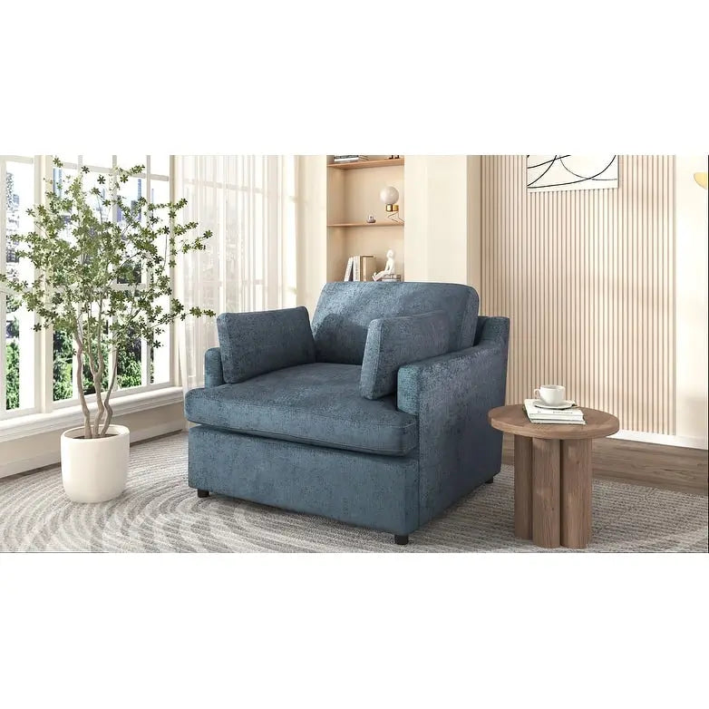 Oversized Upholstered Accent Chair with Padded Arms and Low Profile
