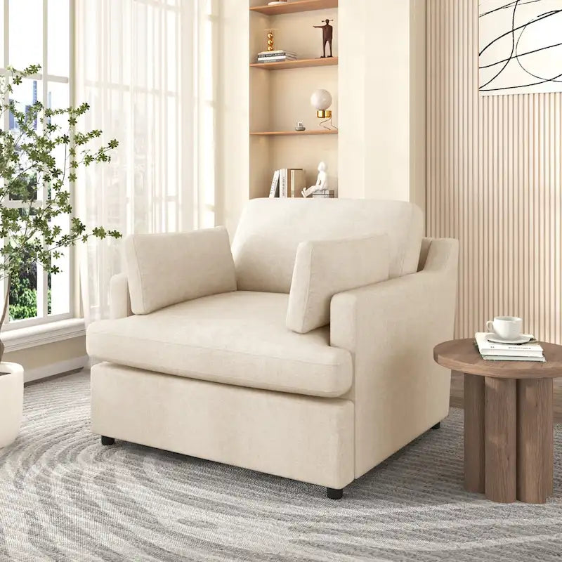 Oversized Upholstered Accent Chair with Padded Arms and Low Profile