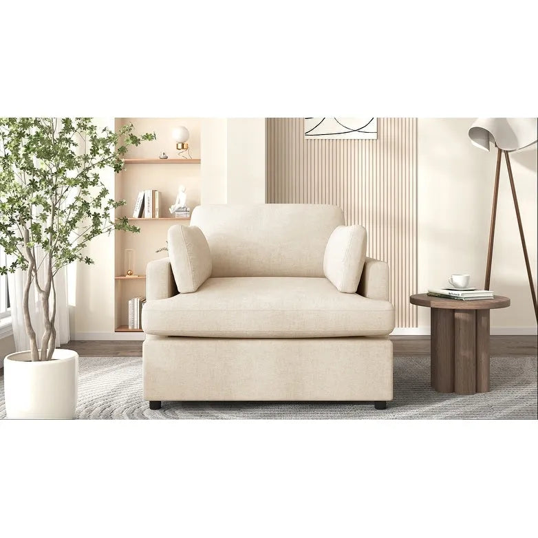 Oversized Upholstered Accent Chair with Padded Arms and Low Profile