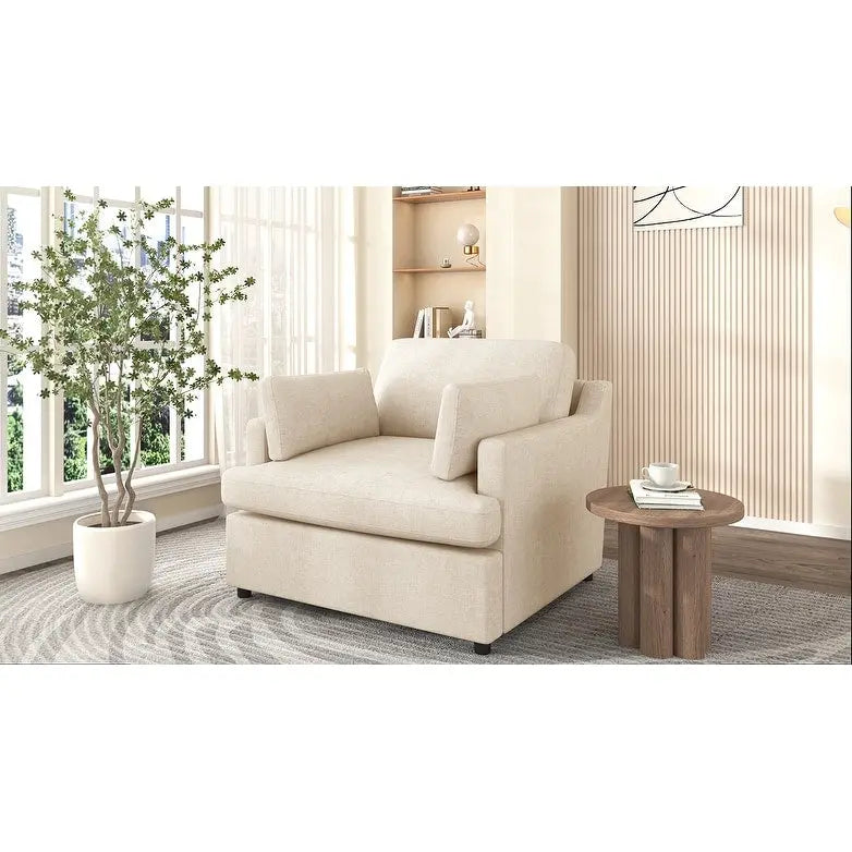 Oversized Upholstered Accent Chair with Padded Arms and Low Profile