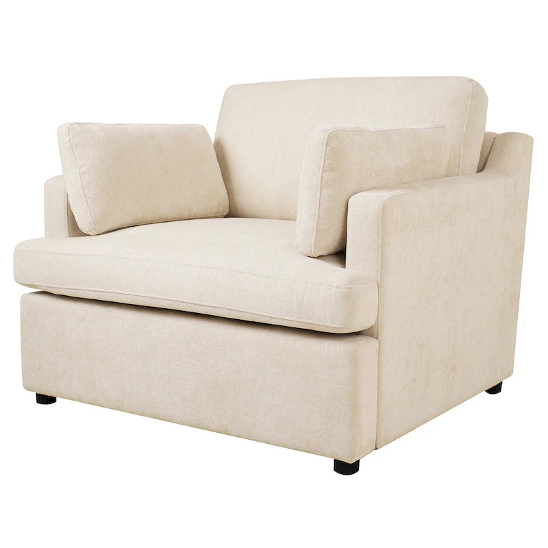 Oversized Upholstered Accent Chair with Padded Arms and Low Profile