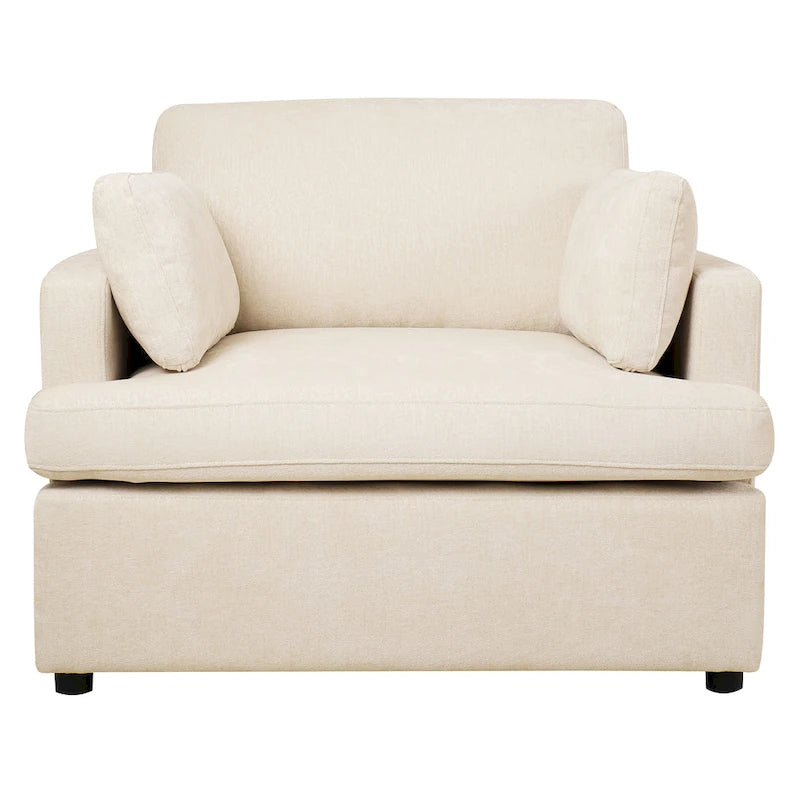 Oversized Upholstered Accent Chair with Padded Arms and Low Profile