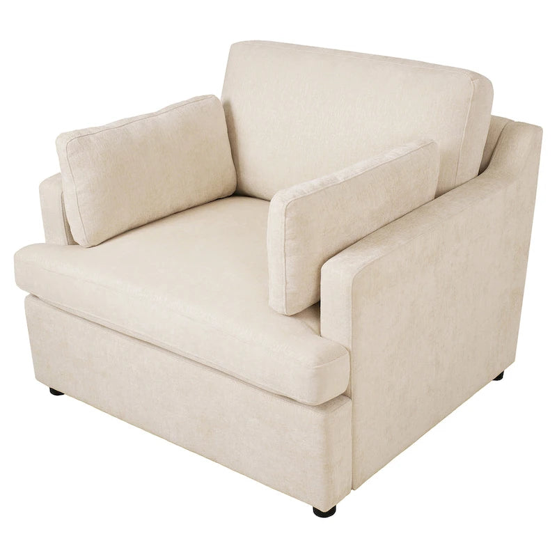 Oversized Upholstered Accent Chair with Padded Arms and Low Profile