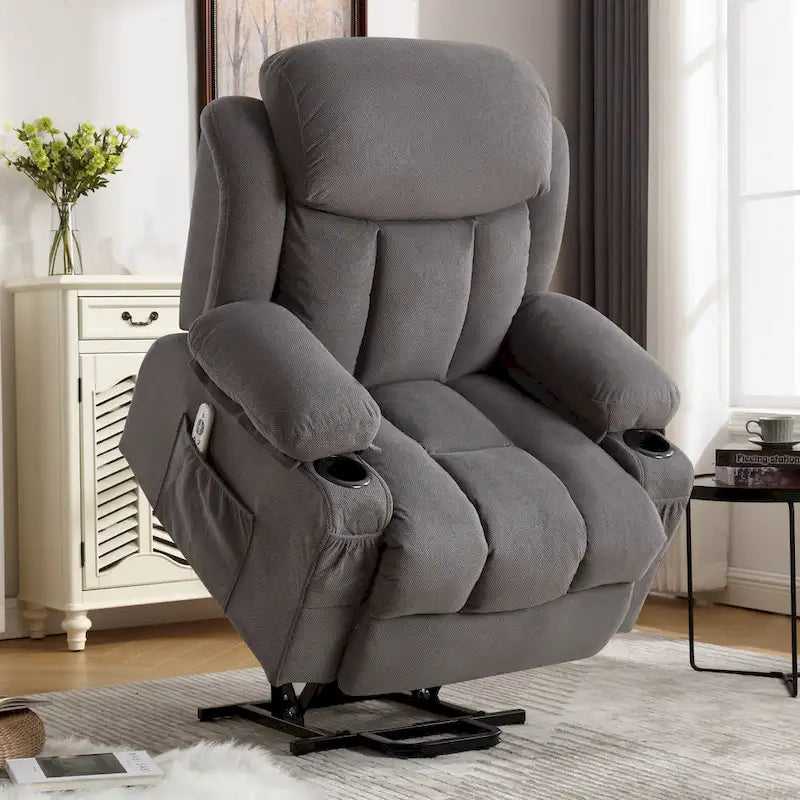 Upholstered Power Lift Recliner Chair with Heat Massage and USB