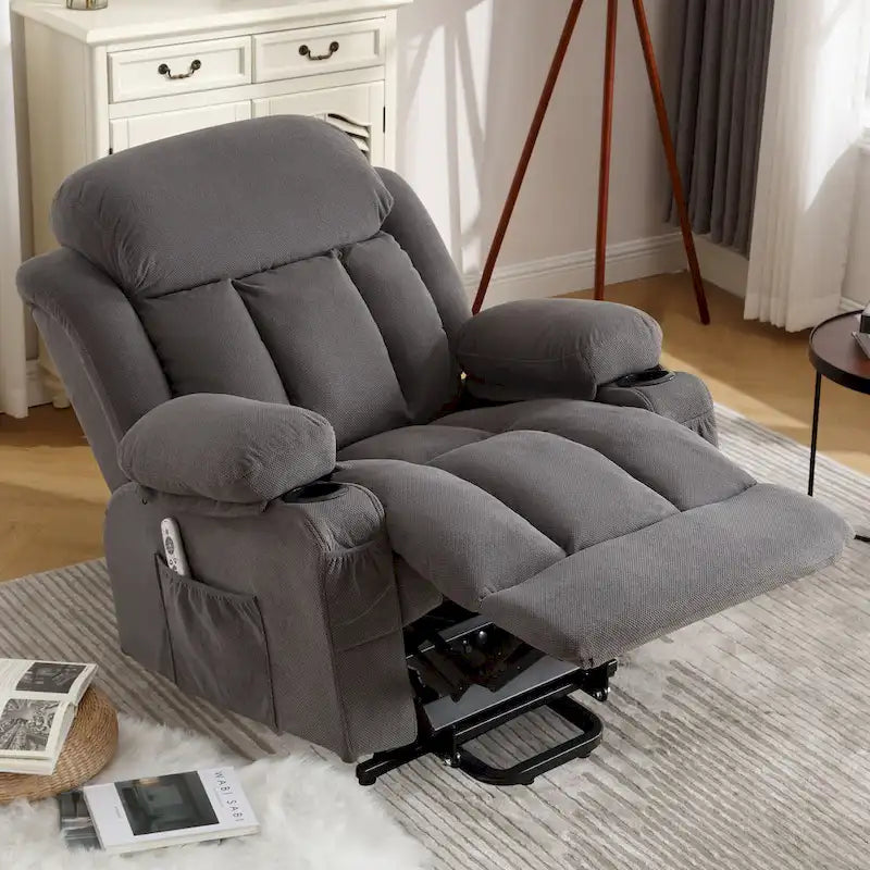 Upholstered Power Lift Recliner Chair with Heat Massage and USB