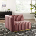Modern Channel Tufted Performance Velvet Accent Chair with Gold Base