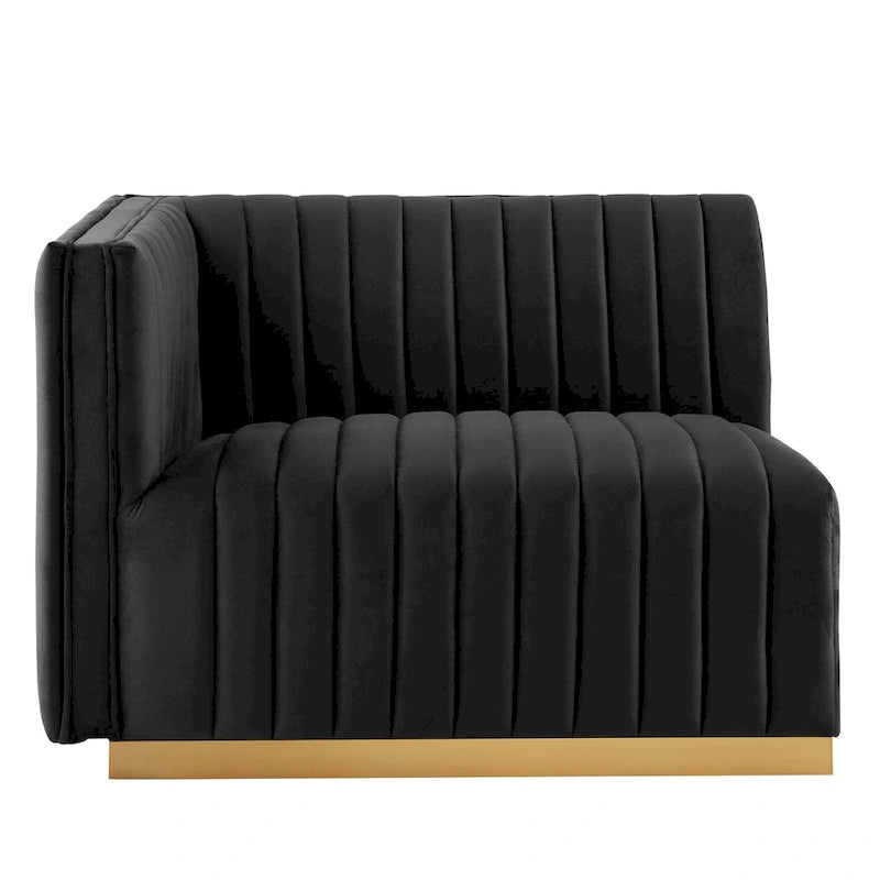 Modern Channel Tufted Performance Velvet Accent Chair with Gold Base