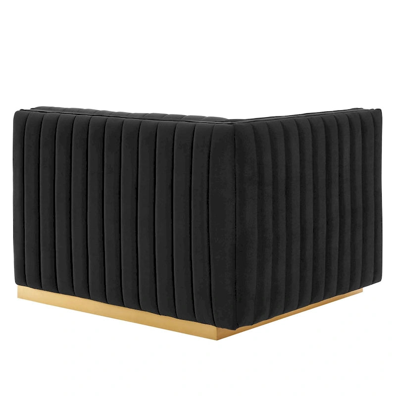 Modern Channel Tufted Performance Velvet Accent Chair with Gold Base