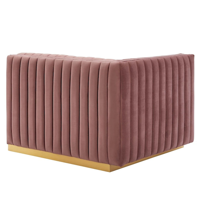 Modern Channel Tufted Performance Velvet Accent Chair with Gold Base