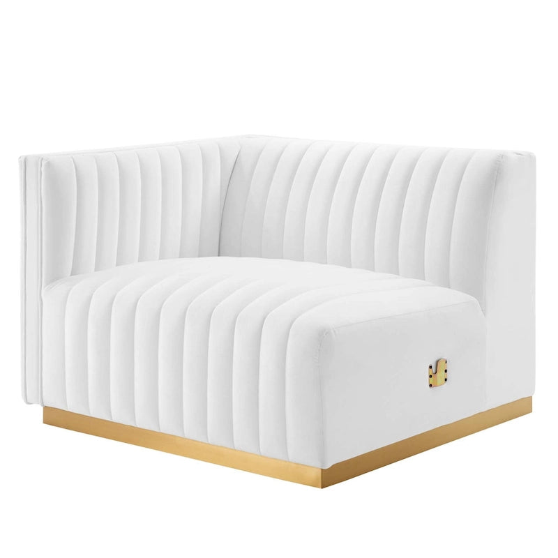 Modern Channel Tufted Performance Velvet Accent Chair with Gold Base