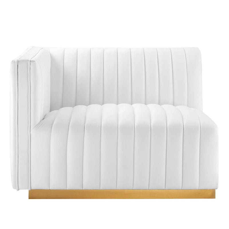 Modern Channel Tufted Performance Velvet Accent Chair with Gold Base