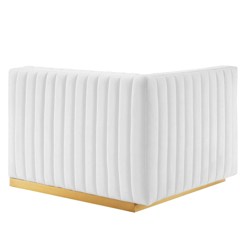 Modern Channel Tufted Performance Velvet Accent Chair with Gold Base