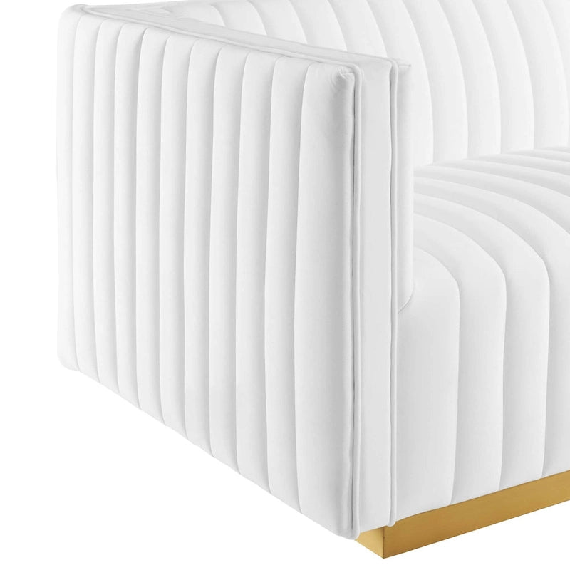 Modern Channel Tufted Performance Velvet Accent Chair with Gold Base