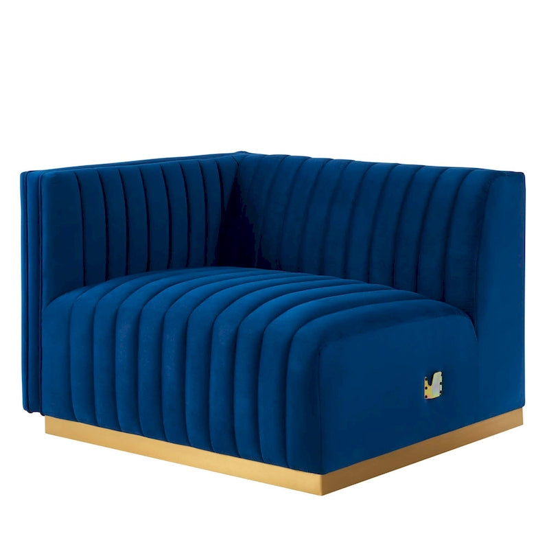Modern Channel Tufted Performance Velvet Accent Chair with Gold Base