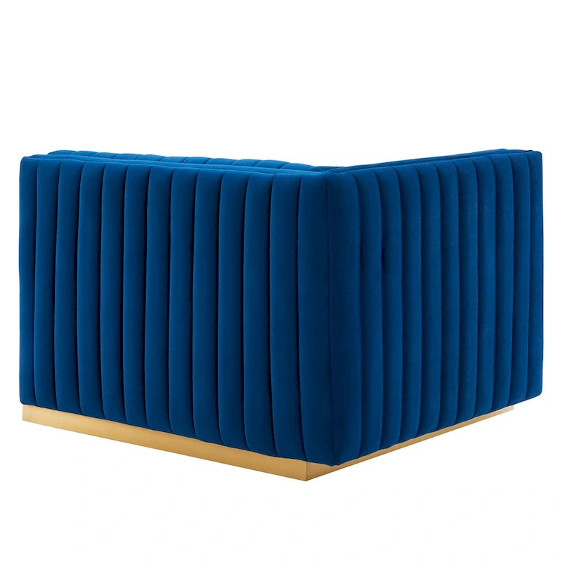 Modern Channel Tufted Performance Velvet Accent Chair with Gold Base