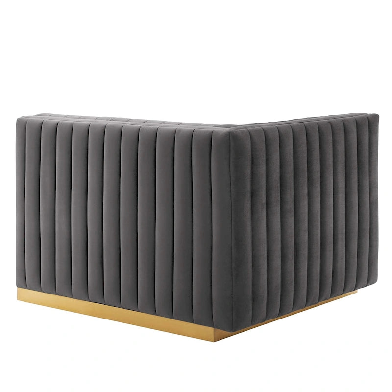 Modern Channel Tufted Performance Velvet Accent Chair with Gold Base
