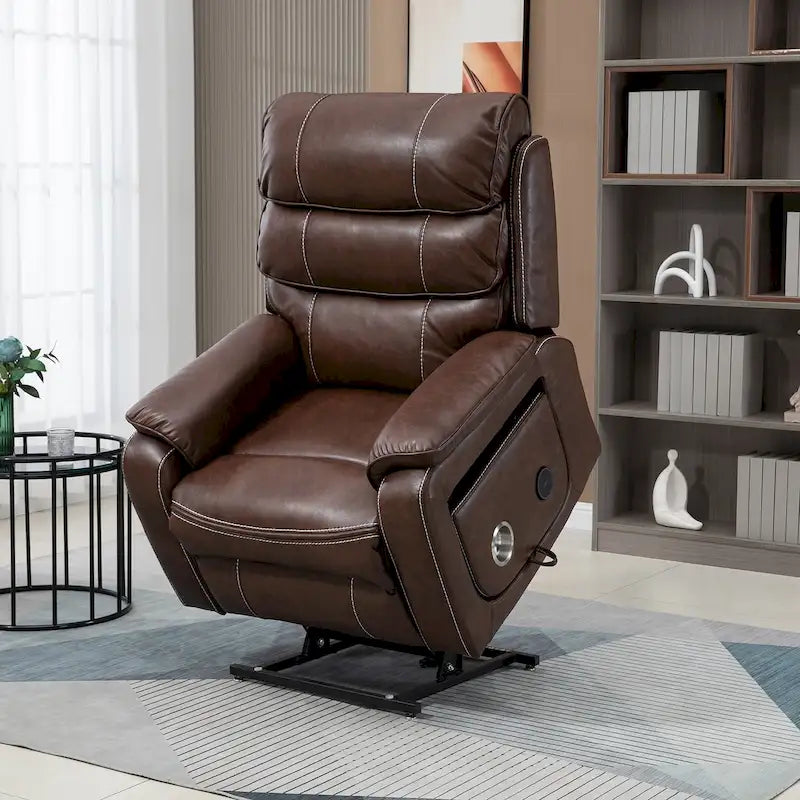 Oversized Upholstered Power Lift Recliner Chair with Massage and Heat