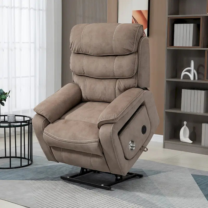 Oversized Upholstered Power Lift Recliner Chair with Massage and Heat