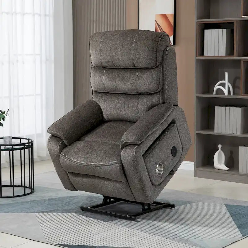 Oversized Upholstered Power Lift Recliner Chair with Massage and Heat