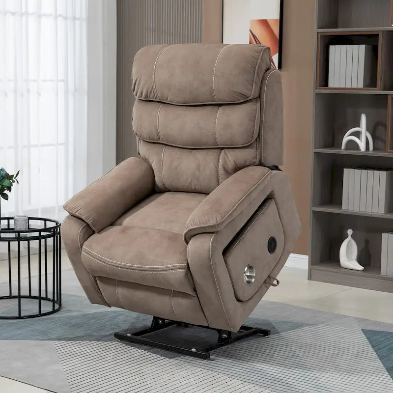 Oversized Upholstered Power Lift Recliner Chair with Massage and Heat