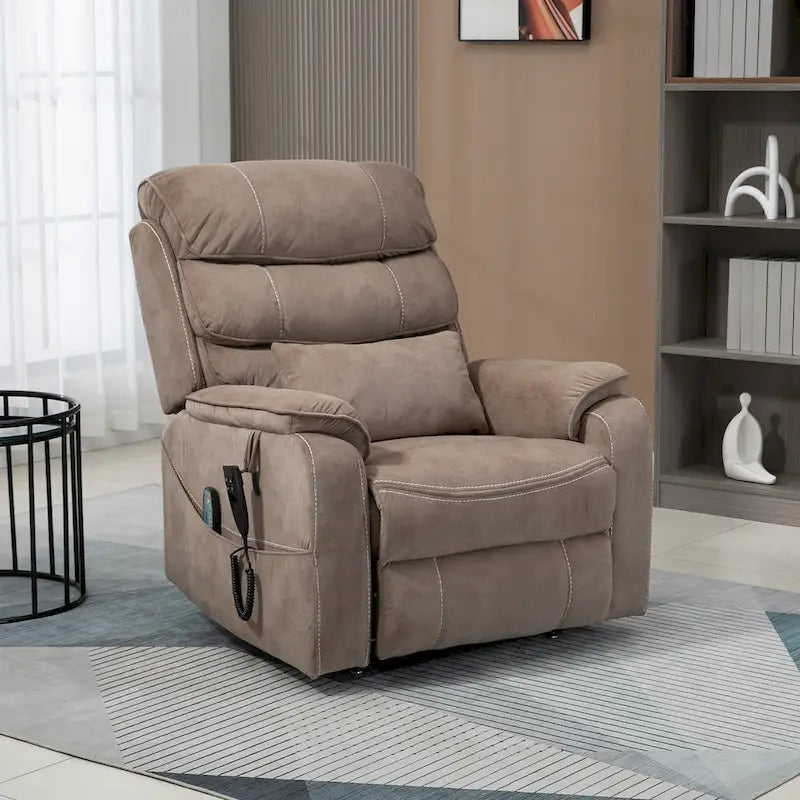 Oversized Upholstered Power Lift Recliner Chair with Massage and Heat