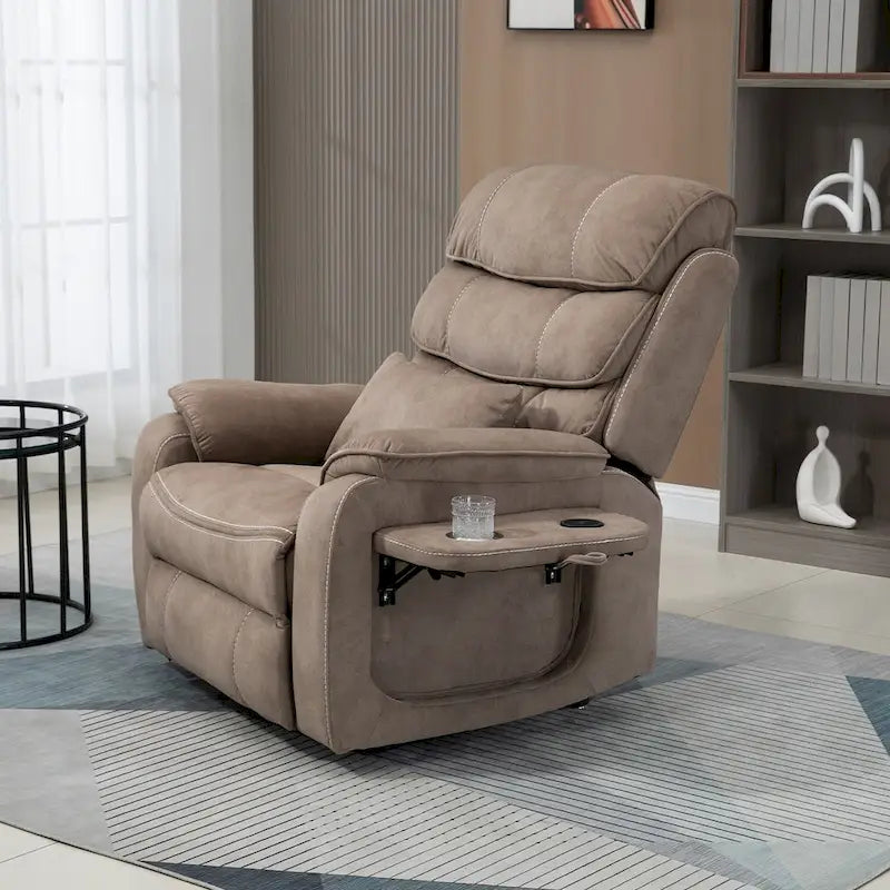 Oversized Upholstered Power Lift Recliner Chair with Massage and Heat