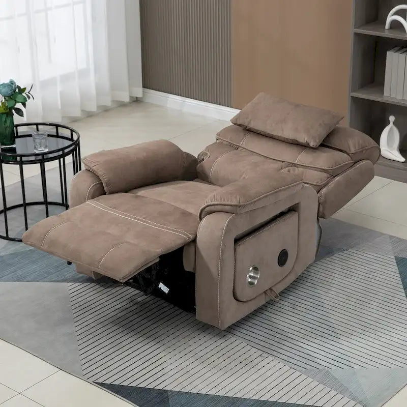 Oversized Upholstered Power Lift Recliner Chair with Massage and Heat