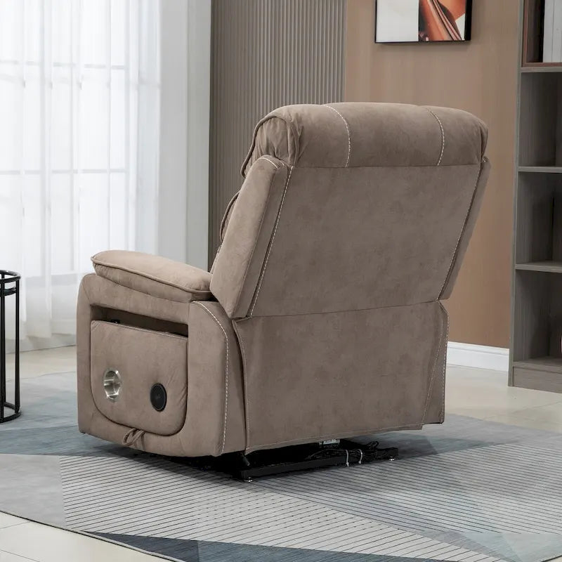 Oversized Upholstered Power Lift Recliner Chair with Massage and Heat