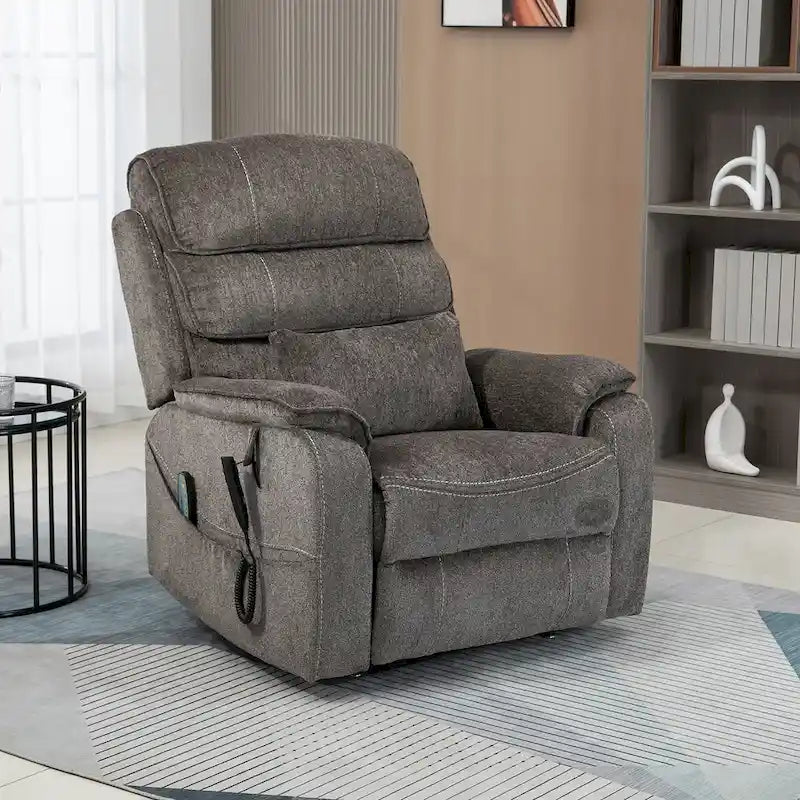 Oversized Upholstered Power Lift Recliner Chair with Massage and Heat