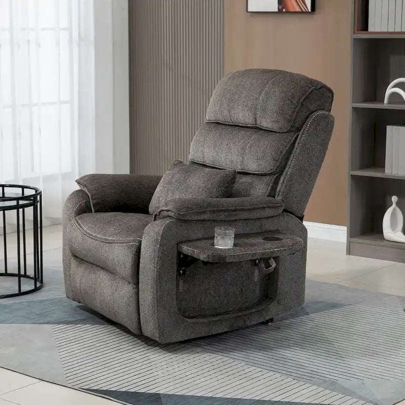 Oversized Upholstered Power Lift Recliner Chair with Massage and Heat