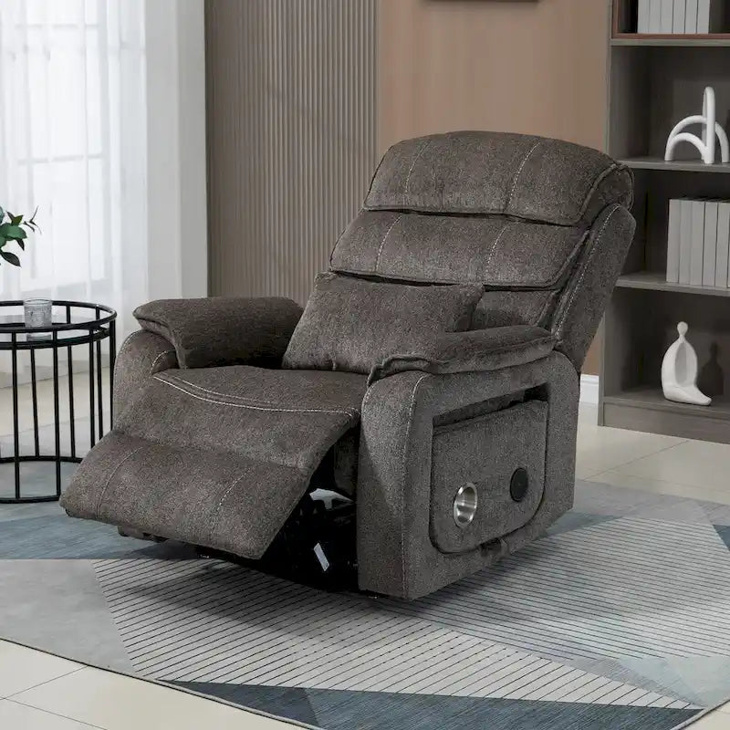 Oversized Upholstered Power Lift Recliner Chair with Massage and Heat