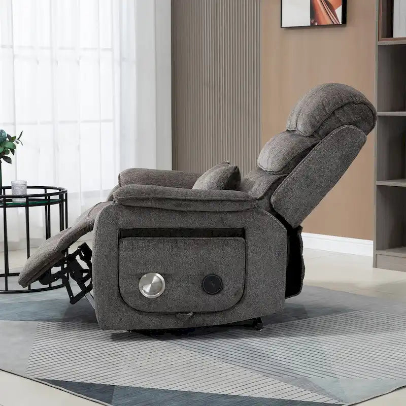 Oversized Upholstered Power Lift Recliner Chair with Massage and Heat