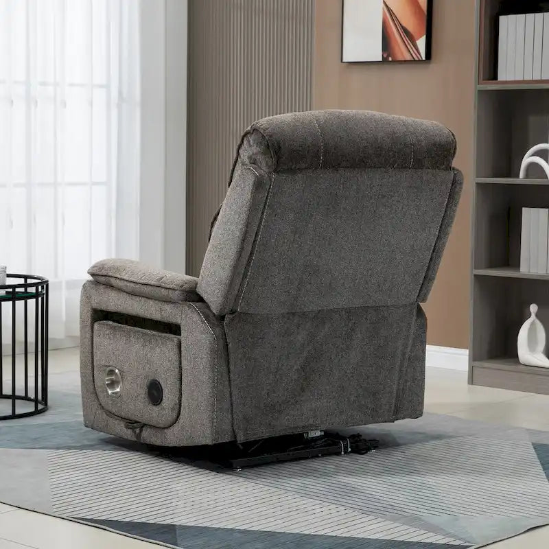 Oversized Upholstered Power Lift Recliner Chair with Massage and Heat