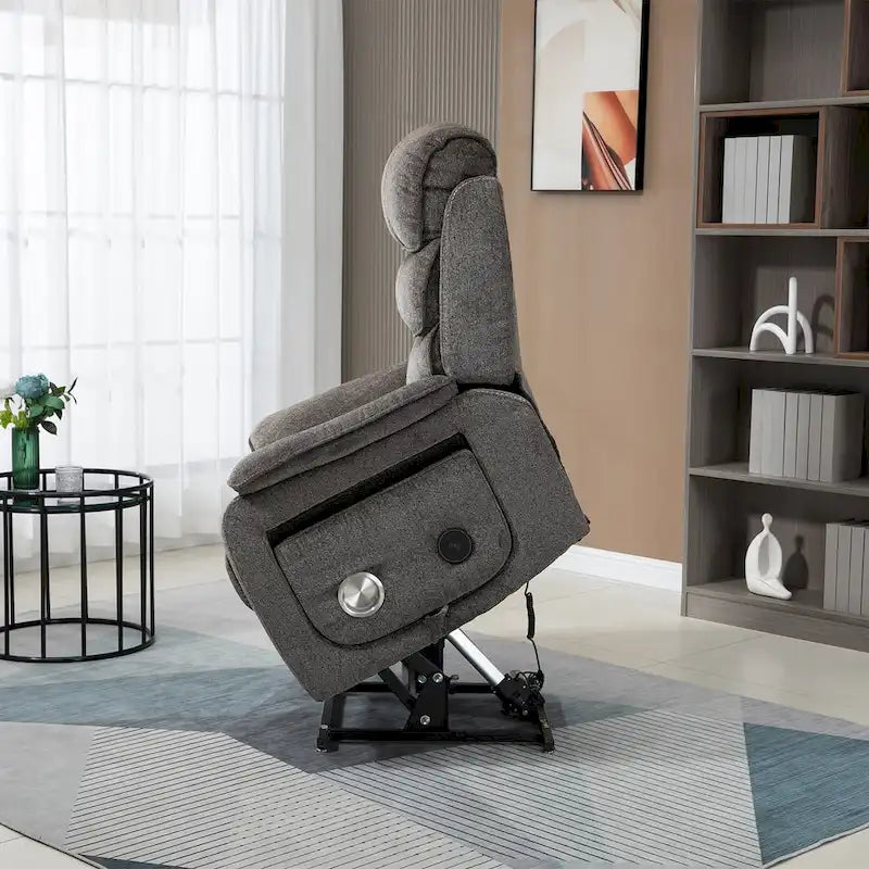 Oversized Upholstered Power Lift Recliner Chair with Massage and Heat