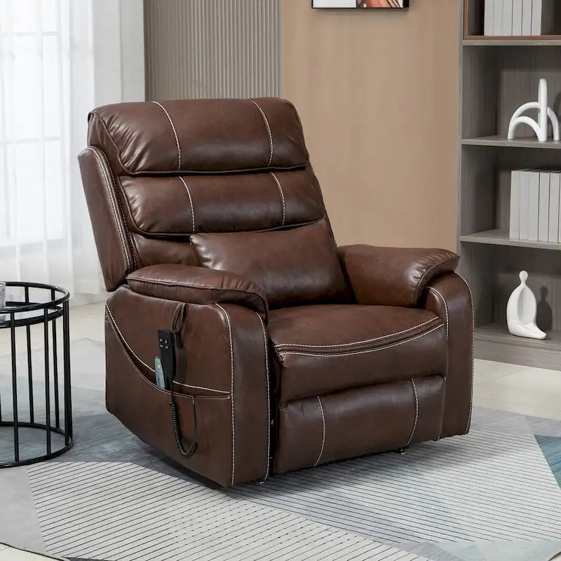 Oversized Upholstered Power Lift Recliner Chair with Massage and Heat