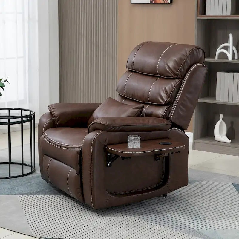 Oversized Upholstered Power Lift Recliner Chair with Massage and Heat