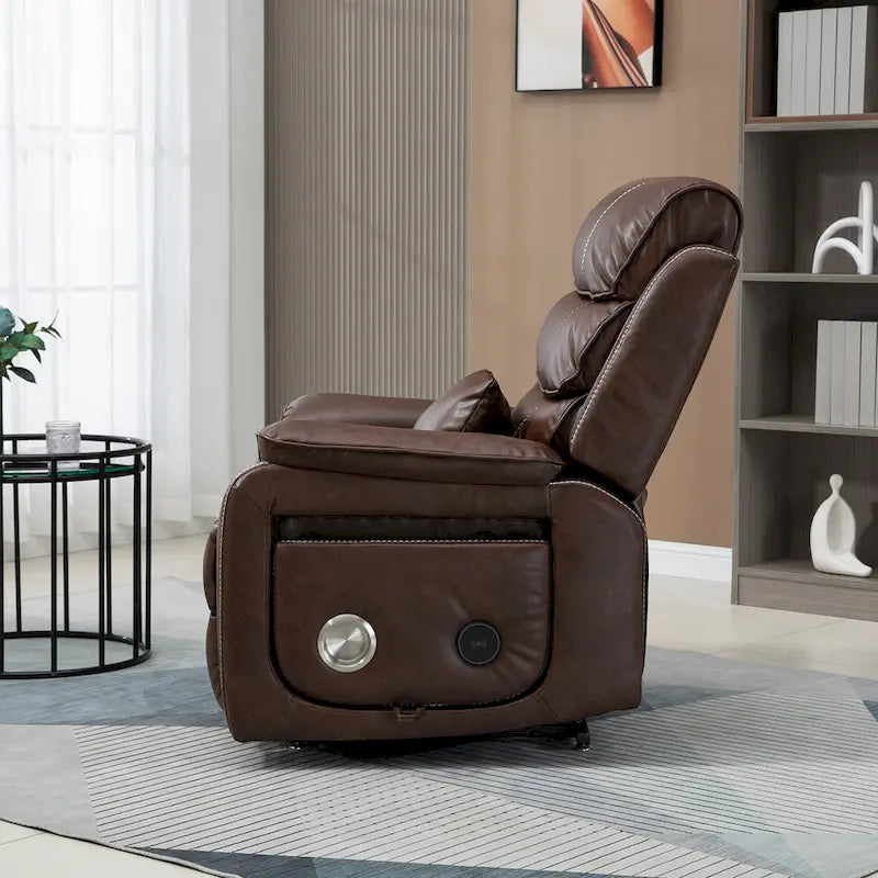 Oversized Upholstered Power Lift Recliner Chair with Massage and Heat