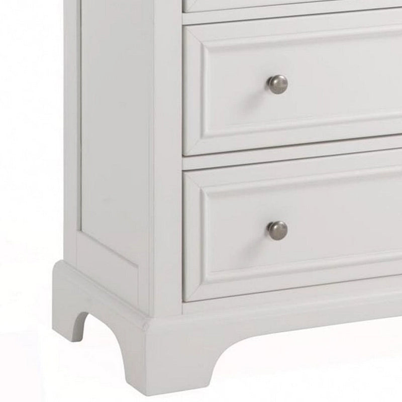Classic Off-White Four-Drawer Wood Bedroom Storage Chest with Nickel Knobs